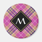 Roze, goud en blauwe tartan magneet (Voorkant)