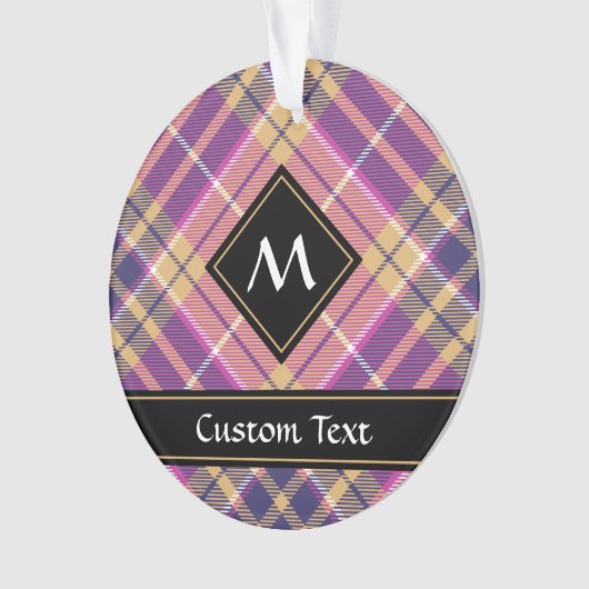 Roze, goud en blauwe tartan ornament (voorkant)