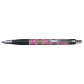 Roze, goud en blauwe tartan pen (Achterkant)