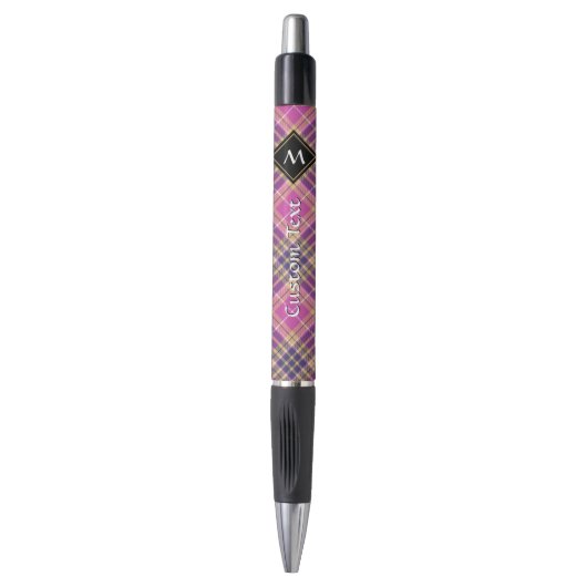 Roze, goud en blauwe tartan pen (Voorkant Verticaal)