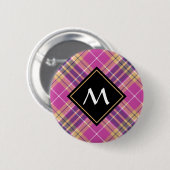 Roze, goud en blauwe tartan ronde button 5,7 cm (Voorkant /achterkant)