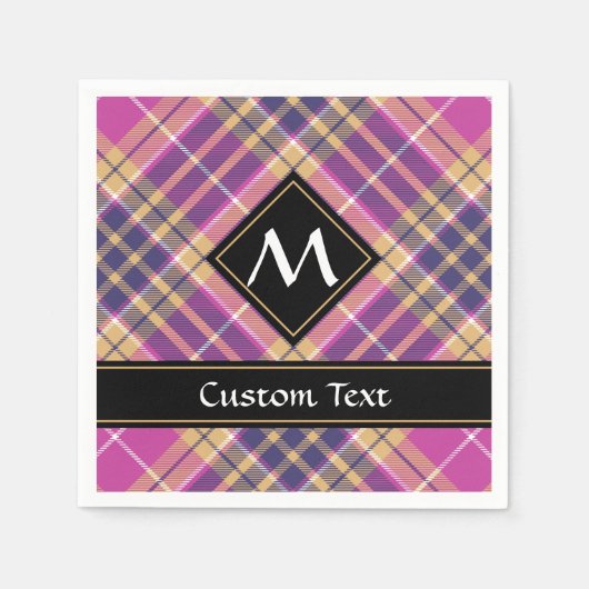 Roze, goud en blauwe tartan servet (Voorkant)