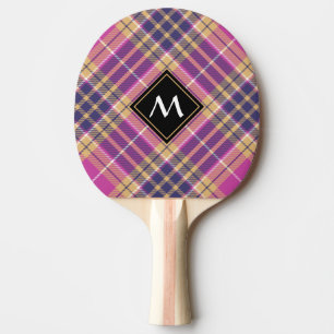 Roze, goud en blauwe tartan tafeltennisbatje