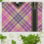 Roze, goud en blauwe tartan theedoek (Gevouwen)