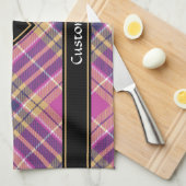 Roze, goud en blauwe tartan theedoek (Quarter Fold)