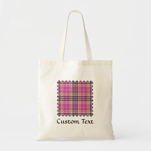 Roze, goud en blauwe tartan tote bag (Voorkant)