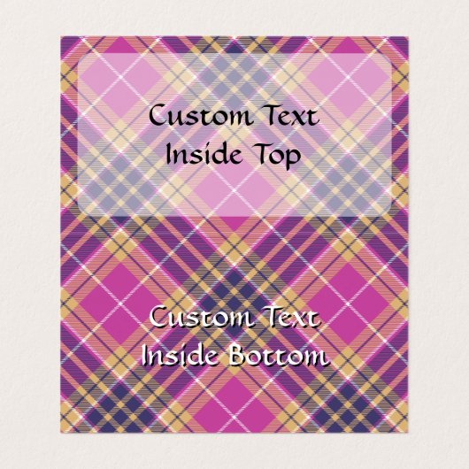 Roze, goud en blauwe tartan visitekaartjes (Binnenkant ongevouwen)