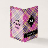 Roze, goud en blauwe tartan visitekaartjes (Buitenkant)