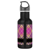 Roze, goud en blauwe tartan waterfles (Achterkant)