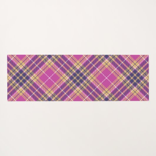 Roze, goud en blauwe tartan yogamat (Achterkant (horizontaal))