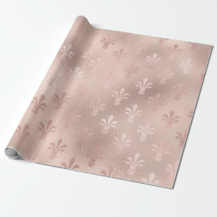 Roze goud en blozende roze Fleur de Lis patroon Cadeaupapier