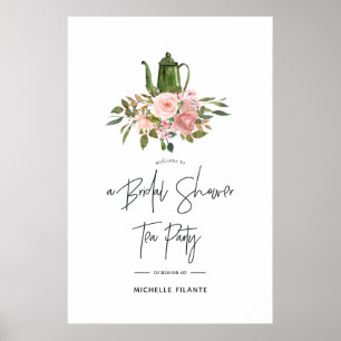 Roze Goud en Blush Bloemachtige Bruiloft Feest Beg Poster