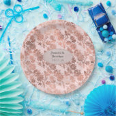 Roze Goud en Blush Bloemendecoratie Bruiloft Papieren Bordje (Feest)