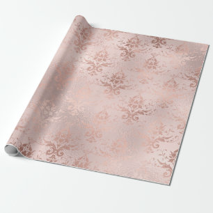 Roze Goud en Blush Damast Cadeaupapier