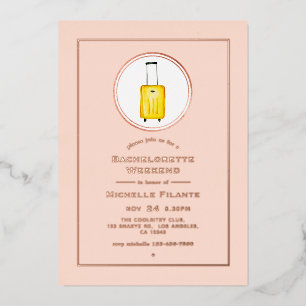 Roze Goud en Blush Reis Bachelorette Weekend Folie Uitnodiging