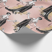 Roze Goud en Blush Roze Art Deco Wijn Cadeaupapier (Hoek)