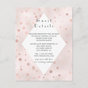 Roze Goud en Blush Vintage Trouw Gast Details Informatiekaartje