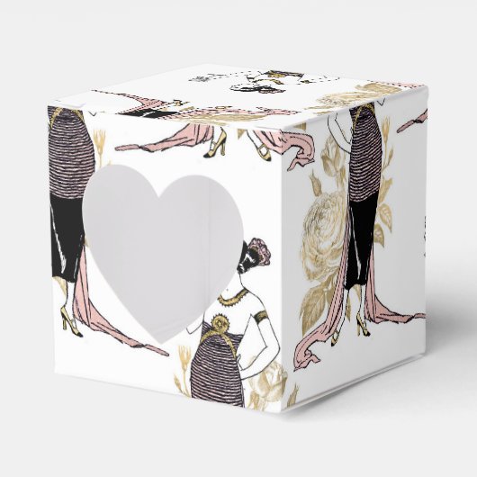 Roze goud en goud wijn thema bedankdoosjes (Voorkant Zijde)