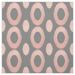 Roze Goud en Grijs Geometrisch Ikat Stof