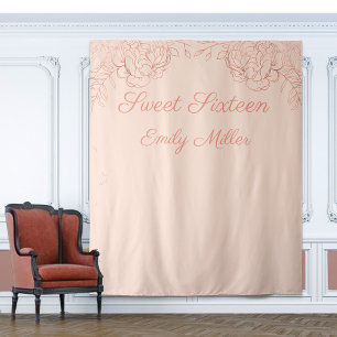 Roze Goud en Roze Sweet 16 Fotohut Achtergrond Wandkleed