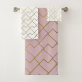 Roze goud en wit geometrisch patroon bad handdoek (Insitu)