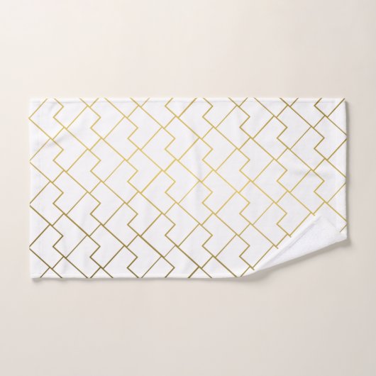 Roze goud en wit geometrisch patroon bad handdoek (Handdoek)