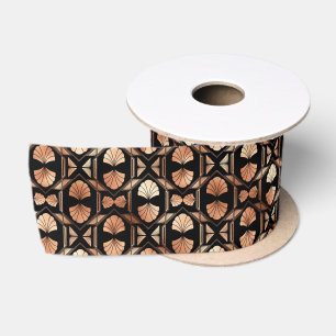 Roze goud en zwart bloemmotief art deco patroon lint