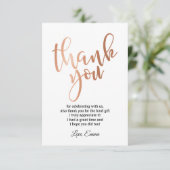 Roze Goud Folie, bedankkaart (Staand voorkant)