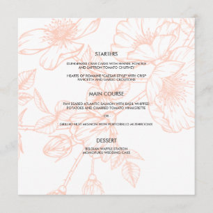 Roze Goud Folie Bloemen Bruilofts Menukaart