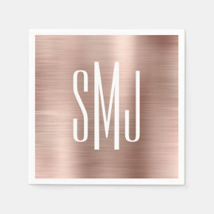Roze Goud Folie Drieletter Monogram Servet