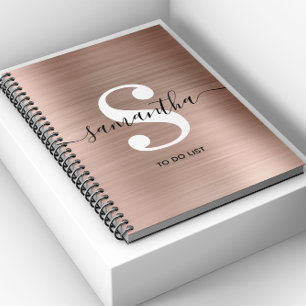 Roze Goud Folie Handtekening Monogram Kleine Taken Notitieboek