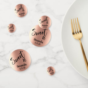 Roze Goud Folie Persoonlijke Sweet 16 Zestien Confetti