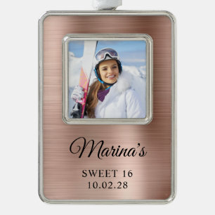 Roze Goud Folie Sweet 16 Foto Verzilverd Kader Ornament