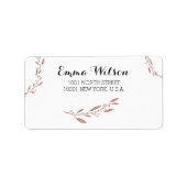 Roze Goud Folie Trouwadreslabels Bloem Etiket (Voorkant)