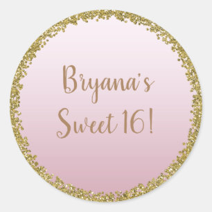 Roze Goud Gedompelde Glitter Glam Glitter Feestje Ronde Sticker