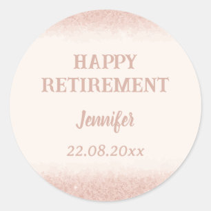 Roze Goud Gelukkig Met Pensioen Ronde Sticker