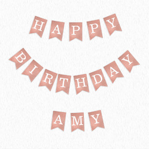 Roze Goud Gelukkige Verjaardag 3 Letters Naam Amy Vlaggetjes