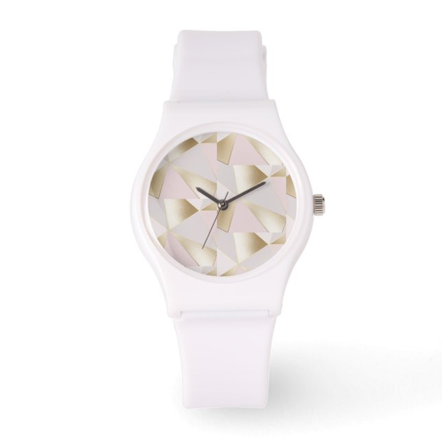  roze goud geometrisch horloge (Voorkant)
