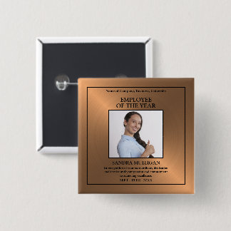 Roze Goud/Gepersonaliseerde Foto - Werknemer Onder Vierkante Button 5,1 Cm