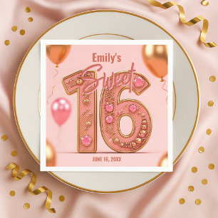Roze Goud Glam Blush Roze Edelsteen Sweet 16 Servet