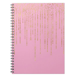 Roze Goud Glam Confetti Strepen Stippen Notitieboek