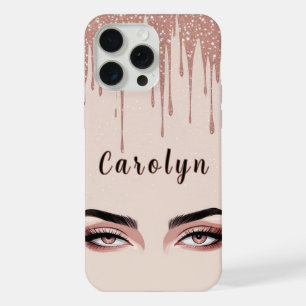 Roze Goud Glam Drip ✨ Vrouwelijke Oog Chic Glans iPhone 15 Pro Max Hoesje
