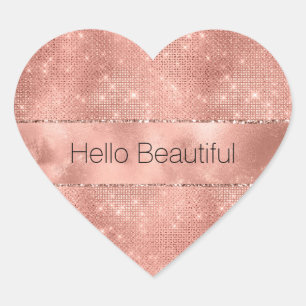 Roze Goud Glam Glitter Hart Sticker