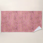 Roze Goud Glam Luipaard Strandlaken (Voorkant)