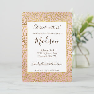 Roze Goud Glans Luipaardprint Kaart