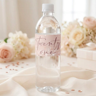 Roze Goud Glitter 21e Verjaardagsfeestje Waterfles Etiket