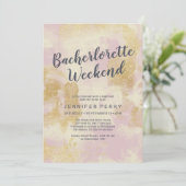 Roze goud glitter Bachelorette Weekend Uitnodiging (Staand voorkant)