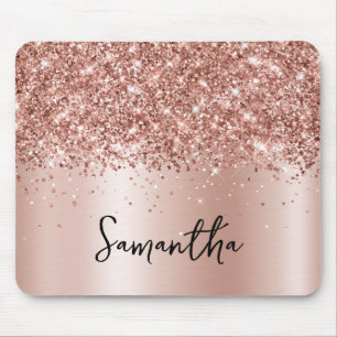Roze Goud Glitter Bleek Glans Naam Muismat