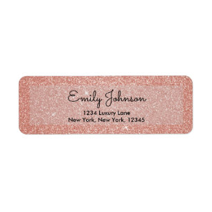Roze Goud Glitter Bruiloft Etiket