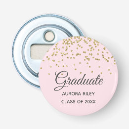 Roze Goud Glitter Confetti Afstudeergeschenk Button Flesopener
